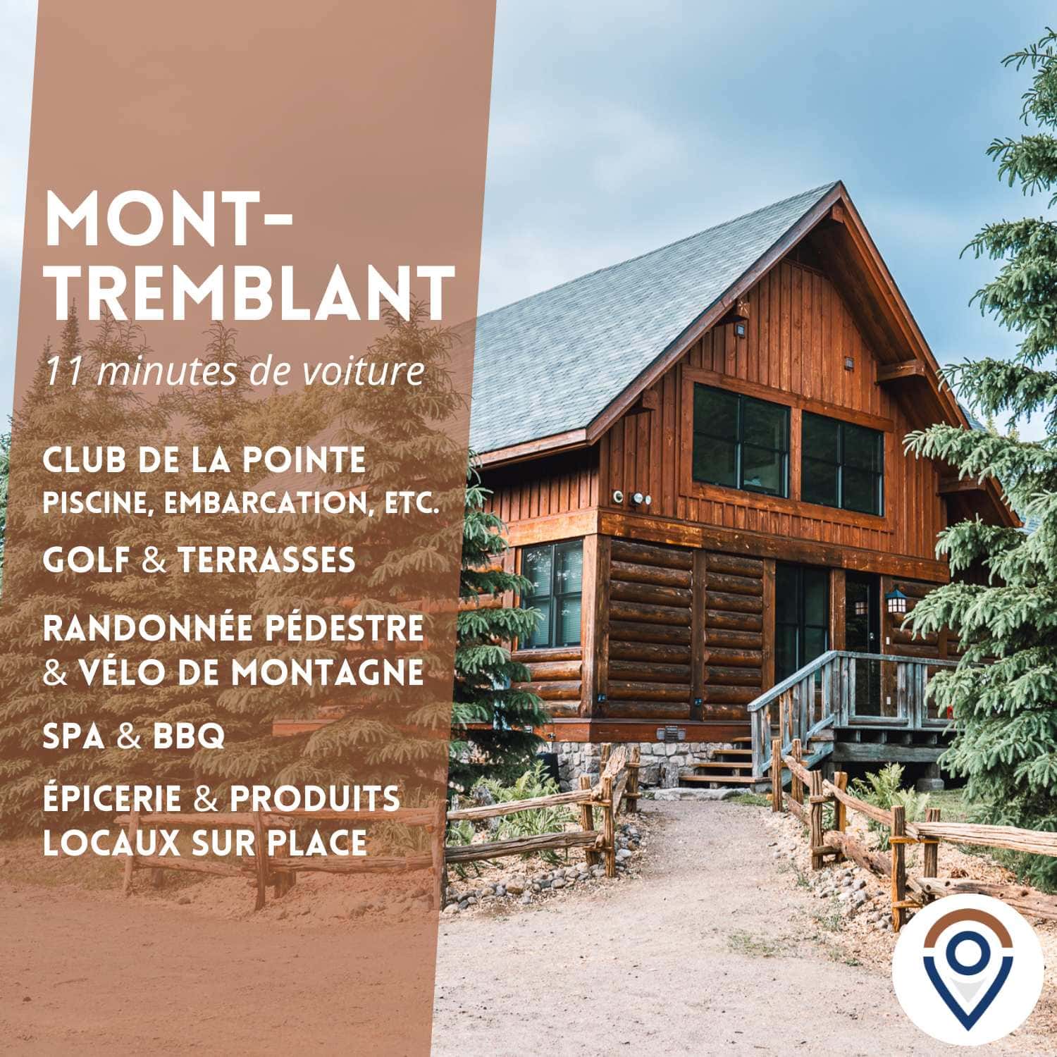 Chalet 5CH Tremblant | A/C, foyer & vue lac
